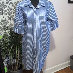NWT Old Navy Blue and White Striped Shirt Dress